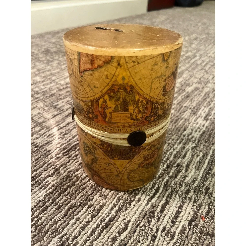 Bombay Old World Map Pillar Candle Unscented Vintage Style 4x6 Large Globe Print